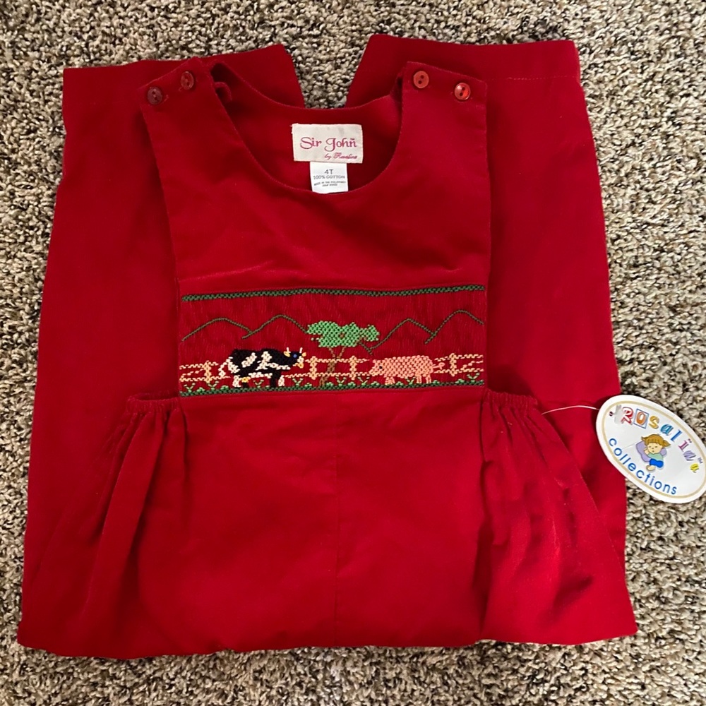 Red Embroidered Jumpsuit